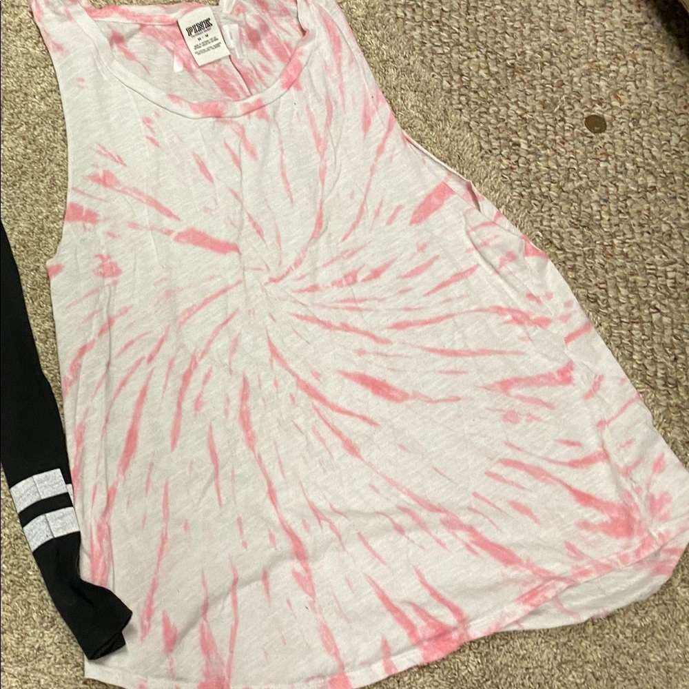 Pink tie-dyed tank top